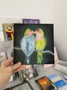 Obraz olejny “papugi”