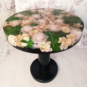 Stół z efektem WOW wykonany z kwiatów/ żywicy epoksydowej, stół designerski