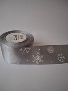 Wstążka tasiemka świąteczna srebrna szer.50mm; dł.22 m