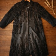 Kożuch Vintage skóra naturale futro 