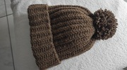 Czapka jesienna, zimowa ręcznie zrobiona. Brązowa.