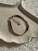 Bransoletka opal różowy czarny turmalin rodochrozyt handmade