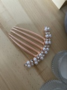 Nowa OZDOBA DO WŁOSÓW elegancki grzebień złoto perły kryształy dł.8 cm