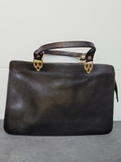 Torba do ręki vintage kolekcjonerska skóra naturalna typ aktówka złote okuc