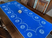 Bieżnik/Obrus lniany, haft ręczny kurpiowski - 160x63 cm