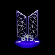 Lampka nocna LED 3D ARMY BTS 14cm x 6 cm z pilotem zdalnego sterowania