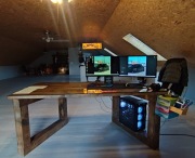 Biurko | stół z drewna z szklanym blatem 200x100cm