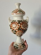Wazon amfora 20 cm przykrywką ceramika Koło fajans ręcznie malowany PRL