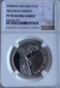 10 ZŁ NIKE ZBIGNIEW HERBERT 2008 NGC PF70 ! PIĘKNA IDEAŁ