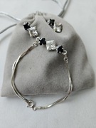 Komplet ze srebra bransoletka kolczyki srebrna biżuteria 925 cyrkonia