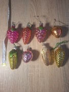 Bombki PRL szyszki, truskaweczki, kukurydza, winogrono