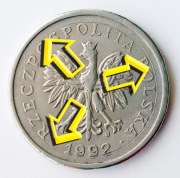 1 ZŁOTY 1992 [nr kat. 117] MONETA > DESTRUKT > RANT NA AWERSIE