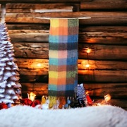 Szal gruby zimowy z pomponami,  milutki, wiskoza