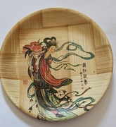 Kolekcjonerski talerzyk bambusowy z motywem orientalnym pięknie zdobiony