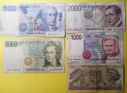 Banknoty Włochy zestaw 3 obiegowe