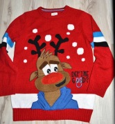 377* F&F Świąteczny sweter renifer 8/9 lat_ 128/134 cm