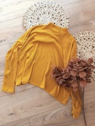 H&M cienki zwiewny lekki elegancki musztardowy sweterek z polgolfem S