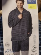 Nowa męska piżama flanelowa bawełna .key piżama rozpinana rozmiar 3XL