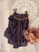 brązowa imprezowa bluzka damska bluzeczka na ramiaczkach 36S