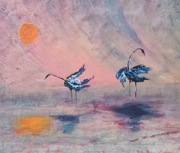 "Poniedziałek na mokradłach o świcie" oryg., sygnowany obraz akryl. z cert.