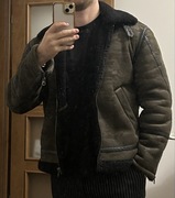 Kurtka ZARA kożuch zimowa męska z miśkiem bomberka wojskowa moro pilotka M 