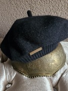 Beret damski czarny ciepły z antenką