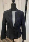 ZARA nowy żakiet damska marynarka prążki plisowana granat 36 S