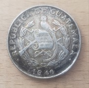 Moneta Gwatemala Srebrne  1/4 Quetzal 1946 rok 8.33 gr.
