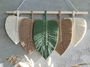 KOLOROWA MAKRAMA LIŚCIE DEKORACJA NA ŚCIANĘ DUŻA