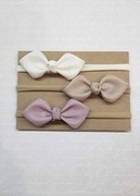 Zestaw 3 opasek kokardek opaska bezuciskowa PROMOCJA 