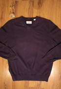 Sweter s.Oliver r. L fioletowy męski bawełniany dł rękaw dekolt v 