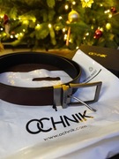 Brązowy skórzany pasek męski || OCHNIK