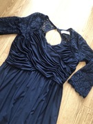 Elegancka granatowa sukienka na chrzciny, wesele, urodziny