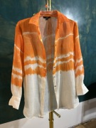 Koszula damska 34 Massimo Dutti pomarańczowa cieniowana ramia 100% 