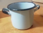 garnek emalia PRL vintage ozdoba