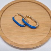 Piękne kolczyki elipsy emaliowane niebieskie Stal szlachetna