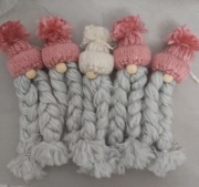 Skrzaty różowe z szarą czapeczką hand made