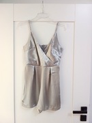 srebrny szary krótki kombinezon na ramiączkach 38M z dekoltem V