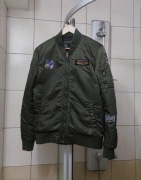 kurtka militarna S elegancka Indigo materiałowa zielona ciemna moro z długi