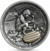 50 zł srebrna moneta NBP 100. lecie odkrycia kopalni krzemienia Krzemionki