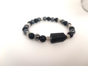 Męska bransoletka surowy turmalin onyks hematyt handmade