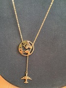 Stylowy Łańcuszek - mapa świata i samolot