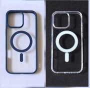 Etui klasyczne przezroczyste i niebieskie z MagSafe na iPhone'a 16 pro max