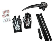 Kosa rękawiczki tatuaż zestaw na halloween bal przebierańców karnawał