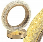 LAMPKA NOCNA STOŁOWA ZŁOTA RETRO PIERŚCIEŃ KRYSZTAŁ LED USB RGB 6 TRYBÓW