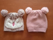 3X ciepłe czapeczki dla panieneczki roz 86-98 / 2 - 3 latka