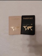Etui na paszport zestaw dla Pary beżowy czarny