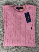 Polo Ralph Lauren sweter vintage cable knit różowy basic L unisex