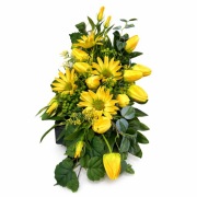 Stroik nagrobny żółty kompozycja na grób cmentarz tulipany