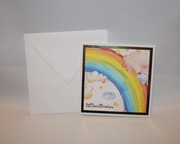 Kartka na urodziny złota kolorowa tęcza i chmury błyszcząca handmade